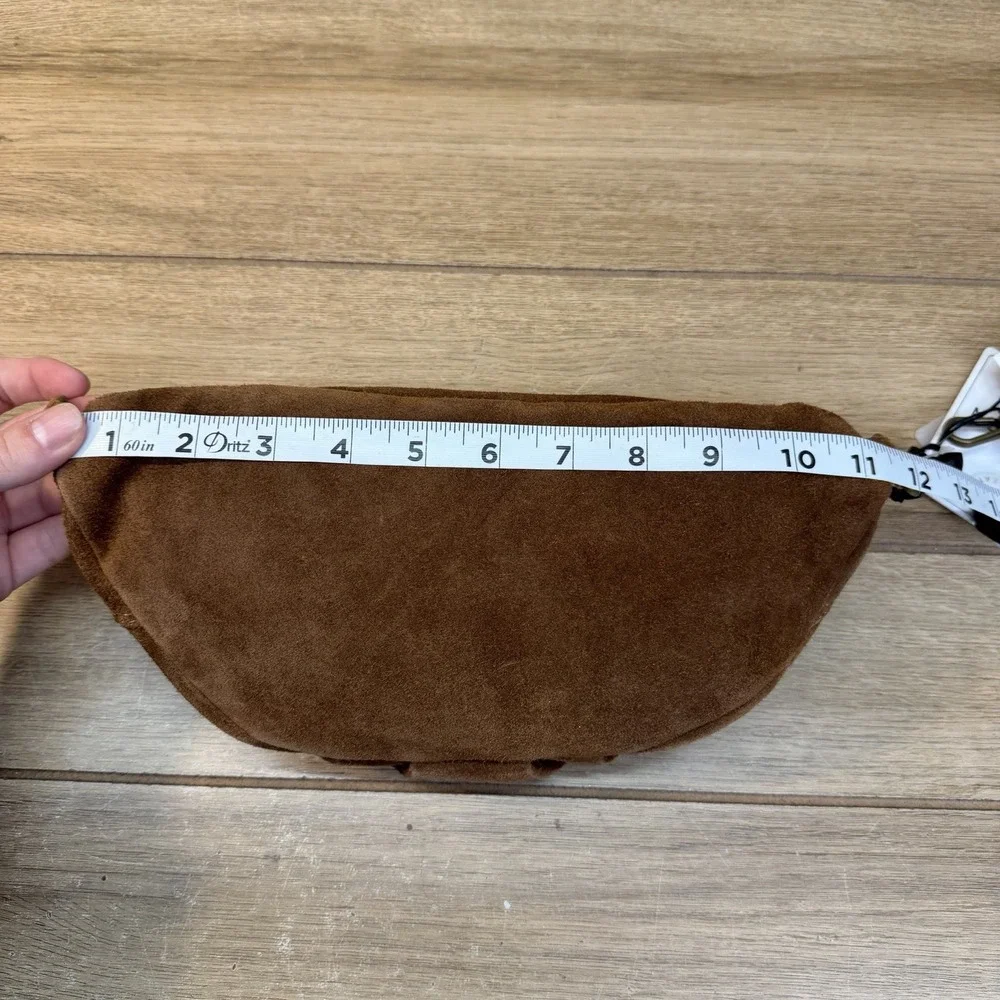 Marlon Made In Italy Fanny Pack Warm Rich Saddle Brown Suede Bag Purse Boho